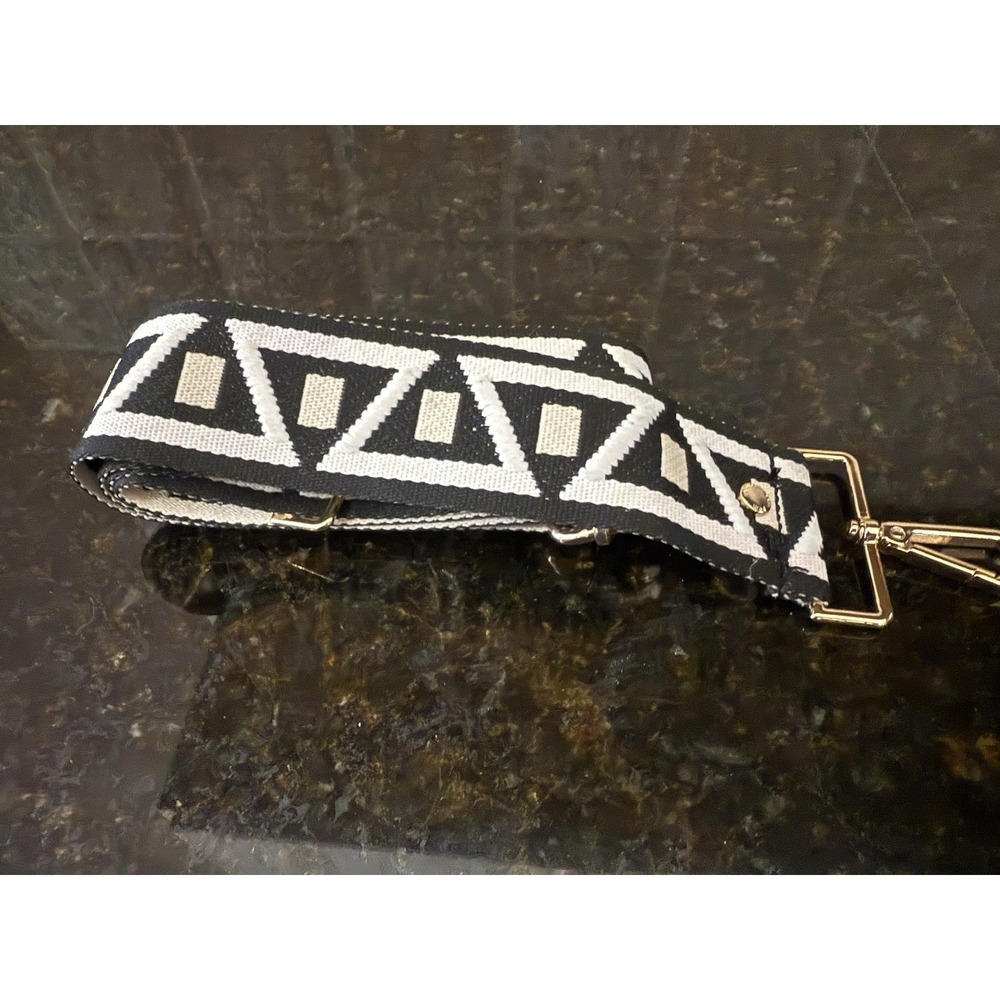 Authentic Pom Pom London Crossbody‎ Bag Purse Strap Black Cream Aztec Pattern